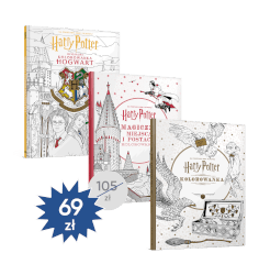 Zestaw trzech kolorowanek z uniwersum Harry’...