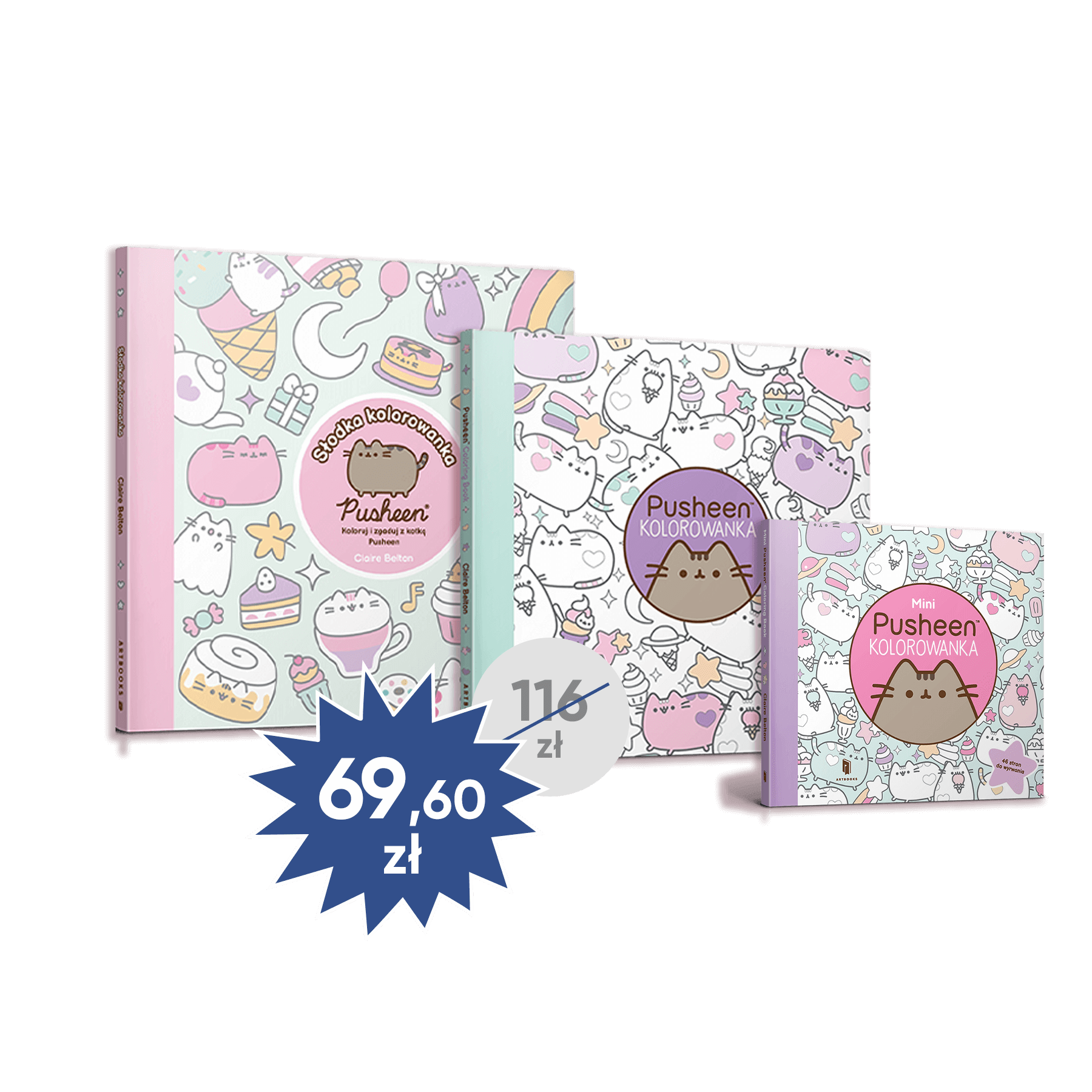 Zestaw trzech kolorowanek Pusheen